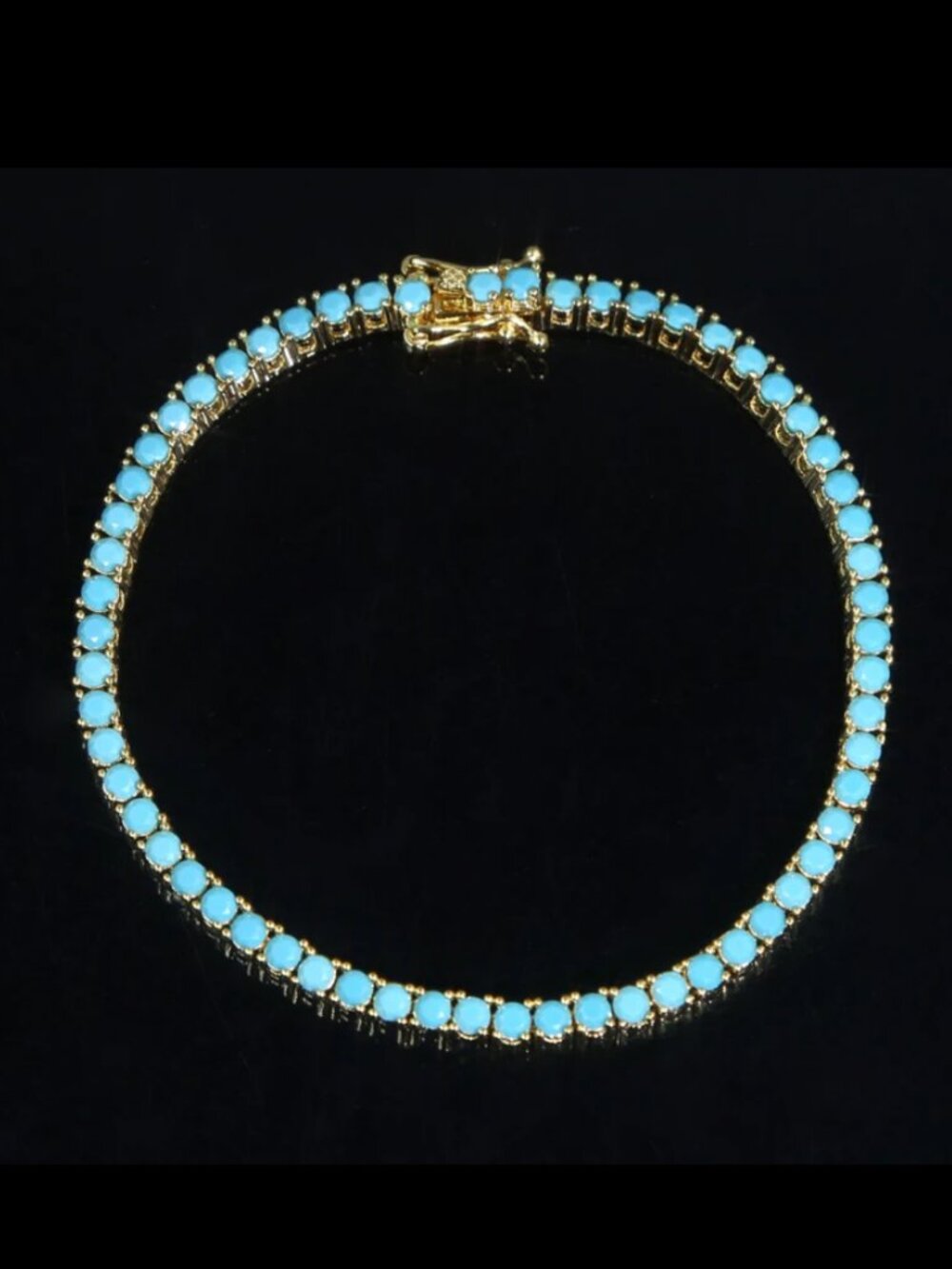 14K Gold Womens Natural Turquoise Gemstone Tennis Bracelet 14 K Silver Jewelry